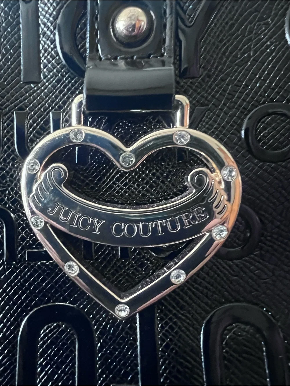Juicy Couture Black “ my heart will go on Satchel “ color licorice 2022